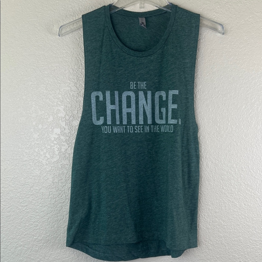 Barbell VooDoo be the change you want to see in the world green muscle tank
